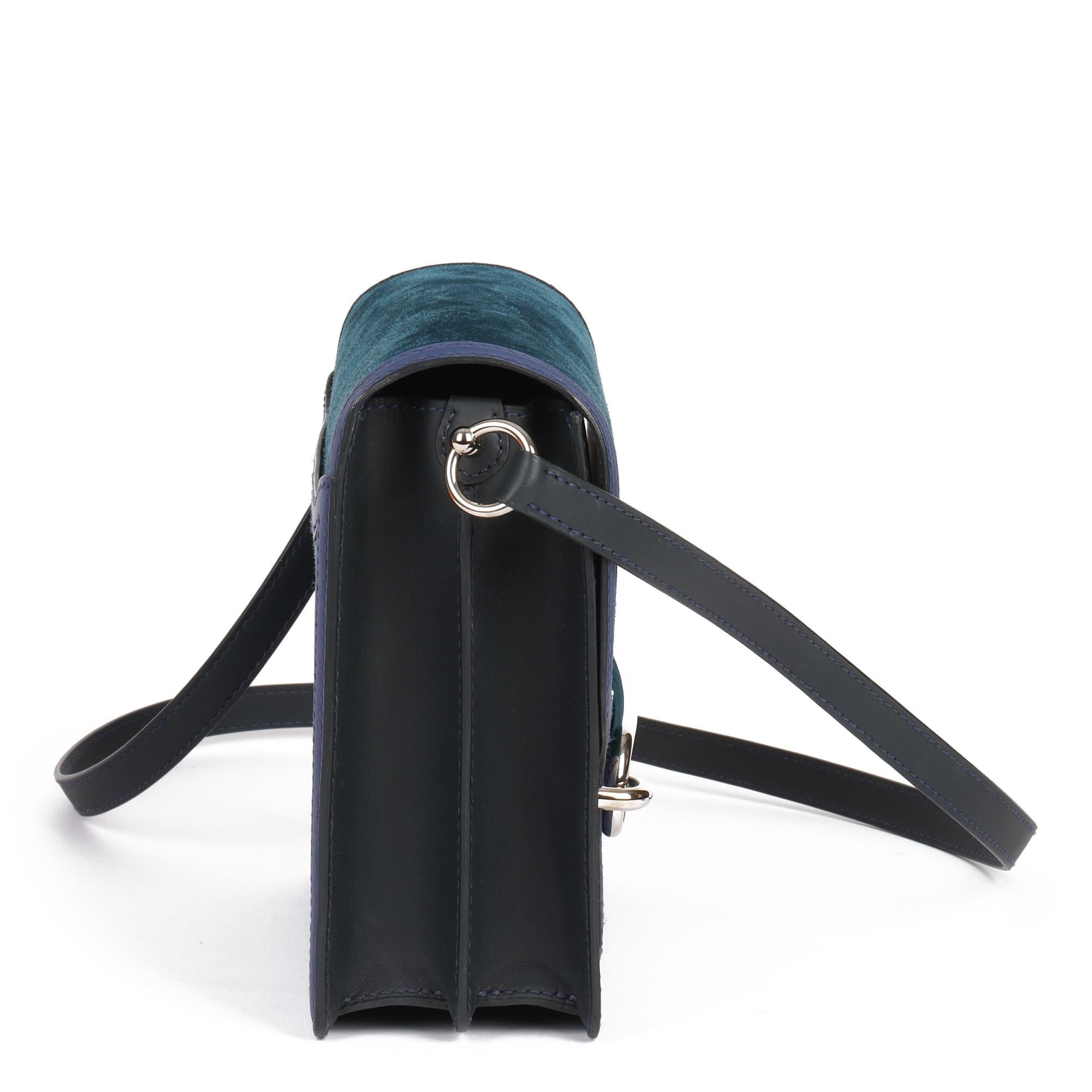 Hermes Ocean Blue Veau Doblis Suede, Navy Leather & Blue Saphir Swift Roulis 23 3