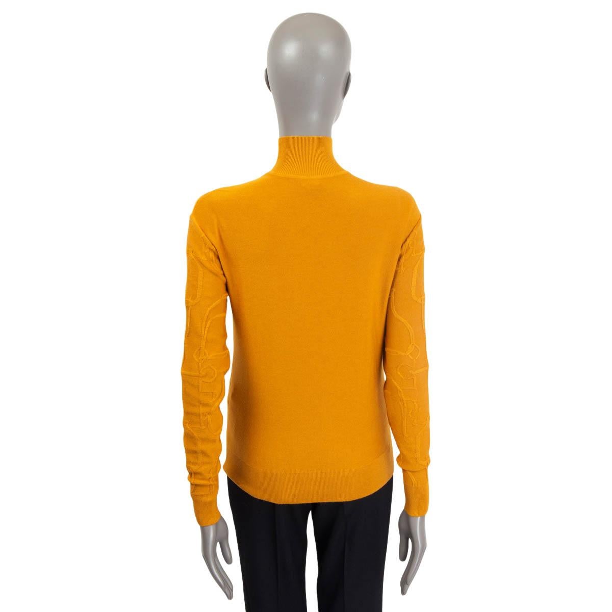 Orange HERMES ochre cashmere blend 2020 PROJECTS CARRE TURTLENECK Sweater 34 XXS For Sale
