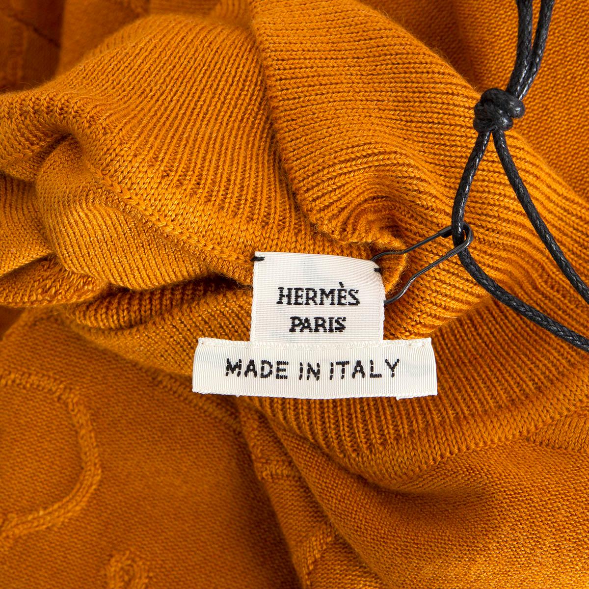 Women's HERMES ochre cashmere blend 2020 PROJECTS CARRE TURTLENECK Sweater 34 XXS For Sale