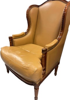 Hermes Ochre Patinated Leather Period Louis XVI Winged Bergere