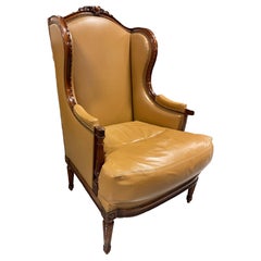 Hermes Ochre Patinated Leather Period Louis XVI Winged Bergere