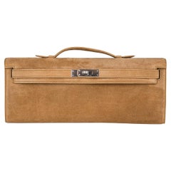 Pochette Hermes Ocre Doblis Kelly Cut Hardware Palladium
