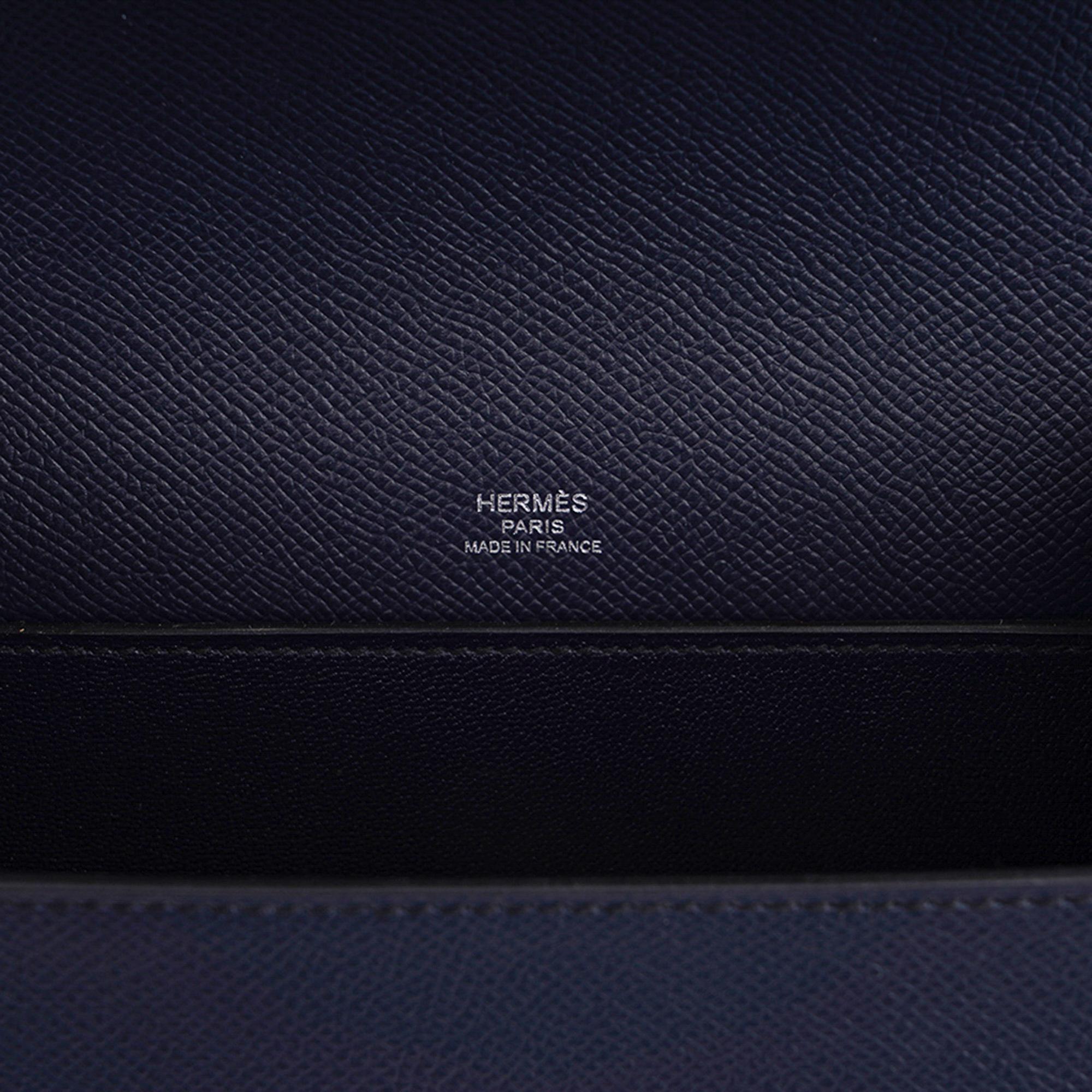 Hermes Octogone Pochette Clutch Bag Blue Indigo Epsom Leather For Sale 7