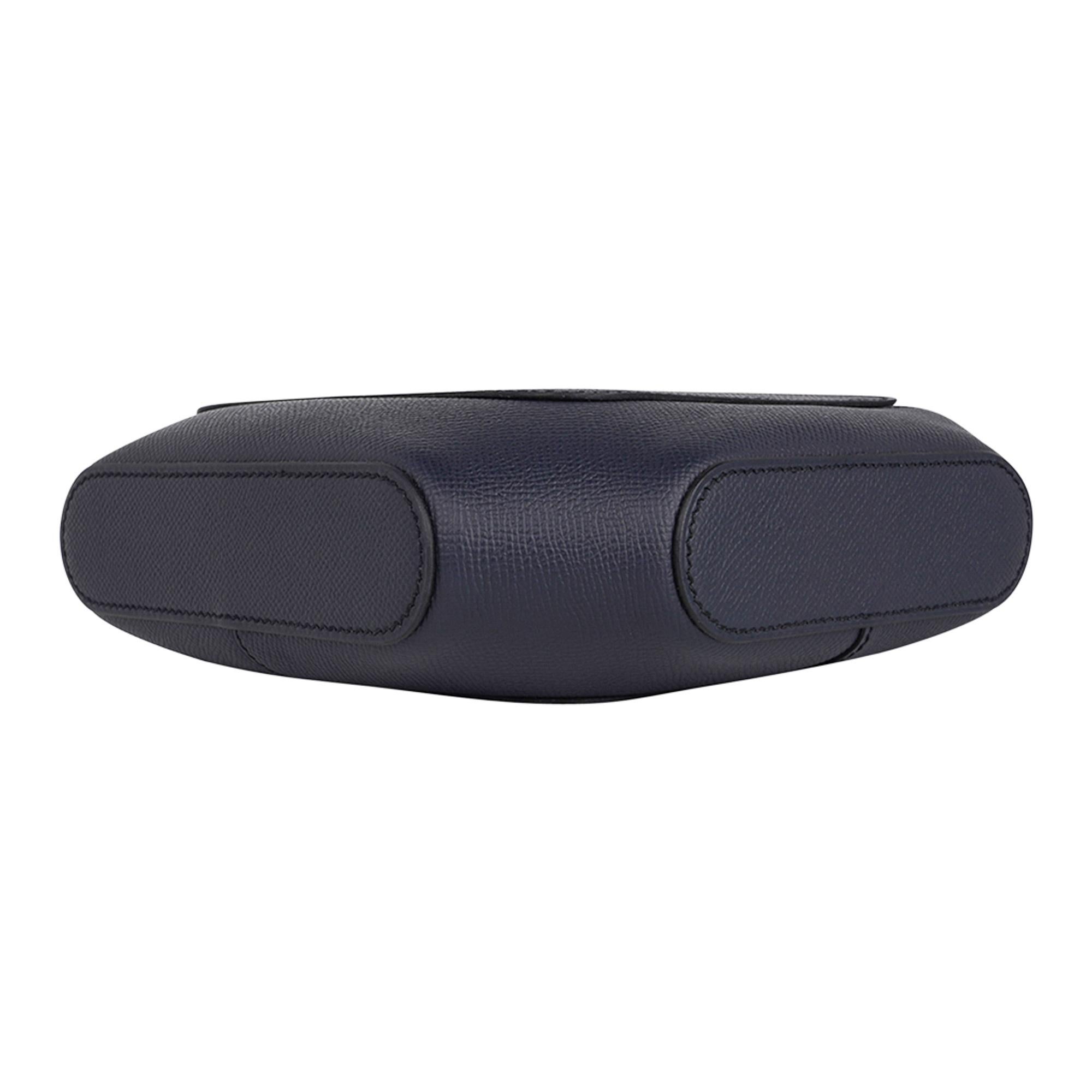 Hermes Octogone Pochette Clutch Bag Blue Indigo Epsom Leather For Sale 2