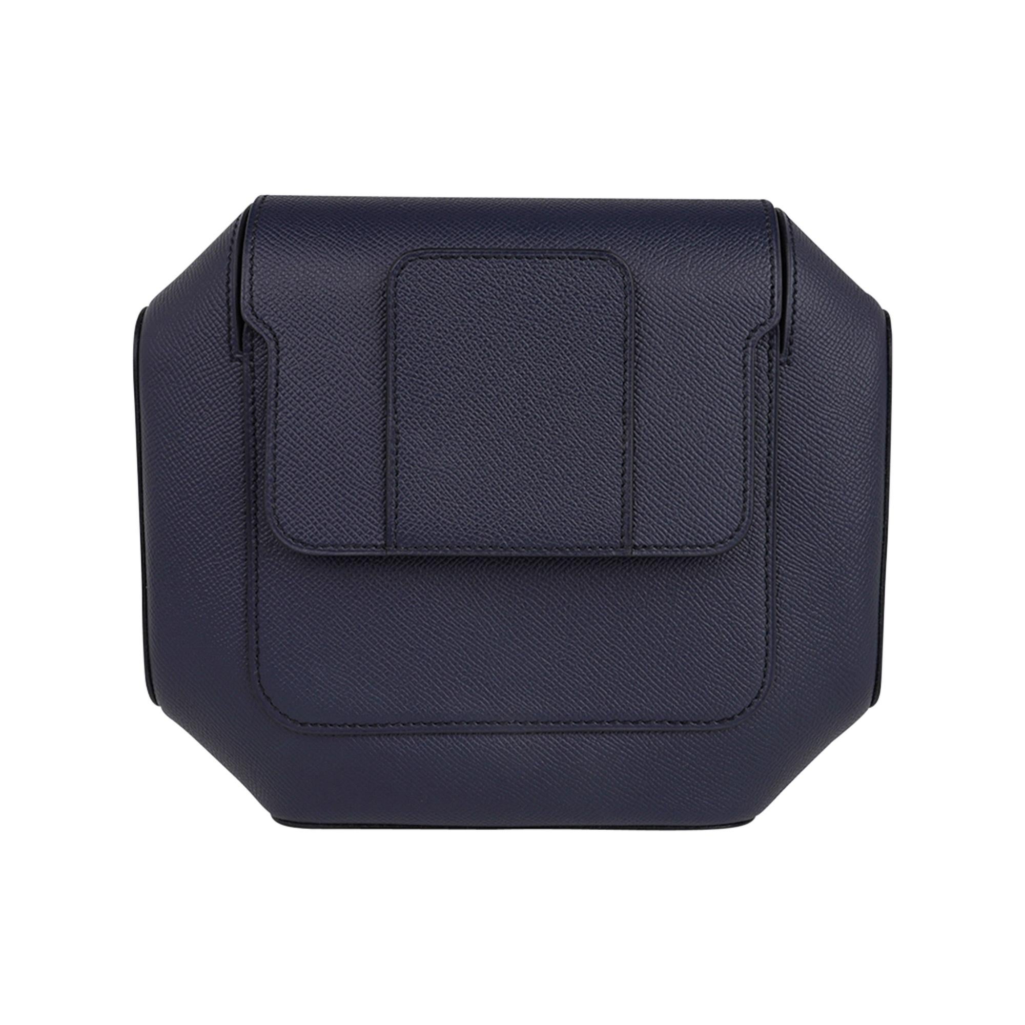 Women's Hermes Octogone Pochette Clutch Bag Blue Indigo Epsom New