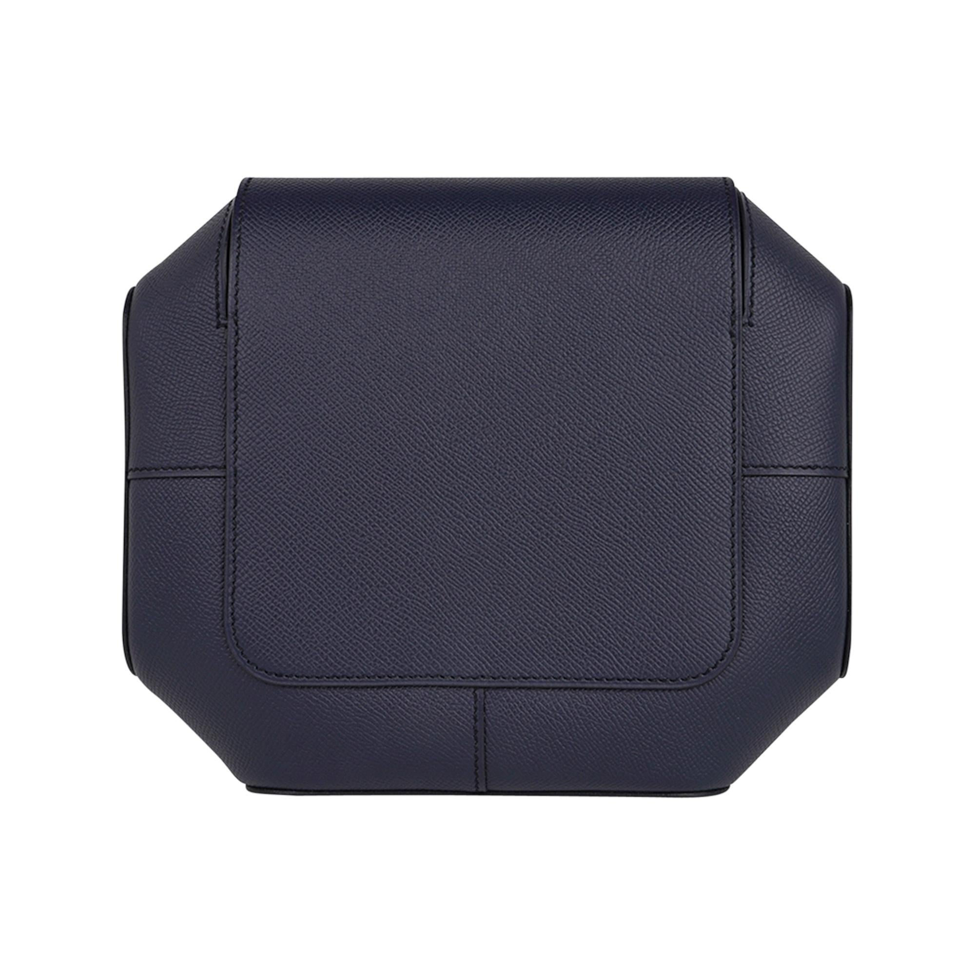 Hermes Octogone Pochette Clutch Bag Blue Indigo Epsom New 1