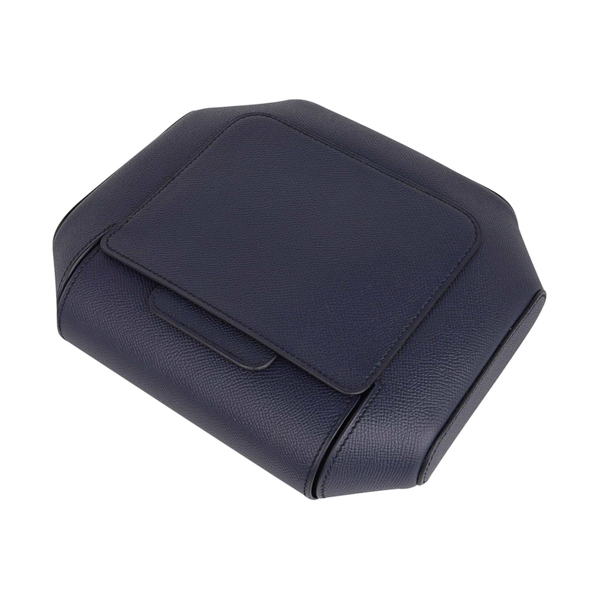 Hermes Octogone Pochette Clutch Bag Blue Indigo Epsom New 3