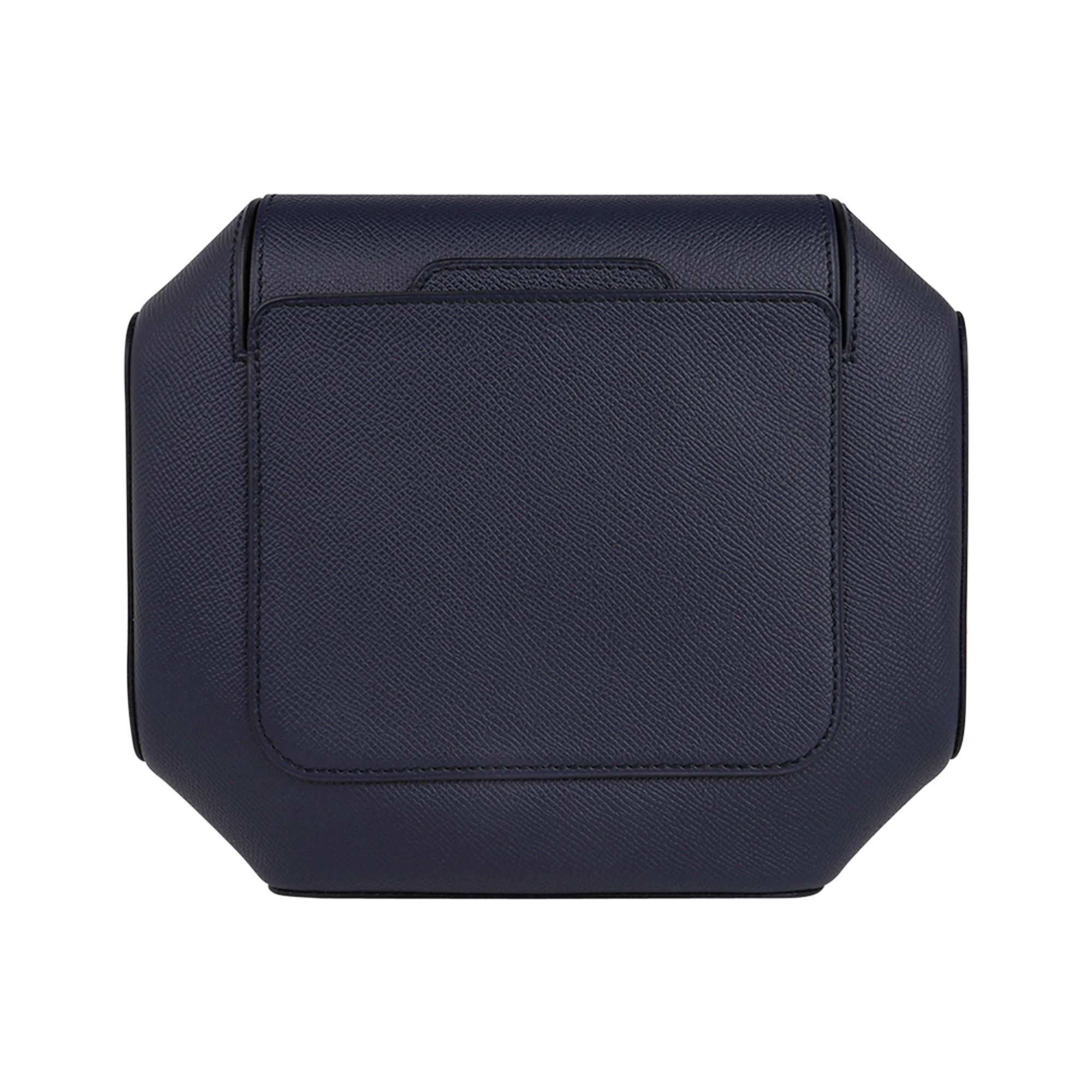 Hermes Octogone Pochette Clutch Bag Blue Indigo Epsom New 4