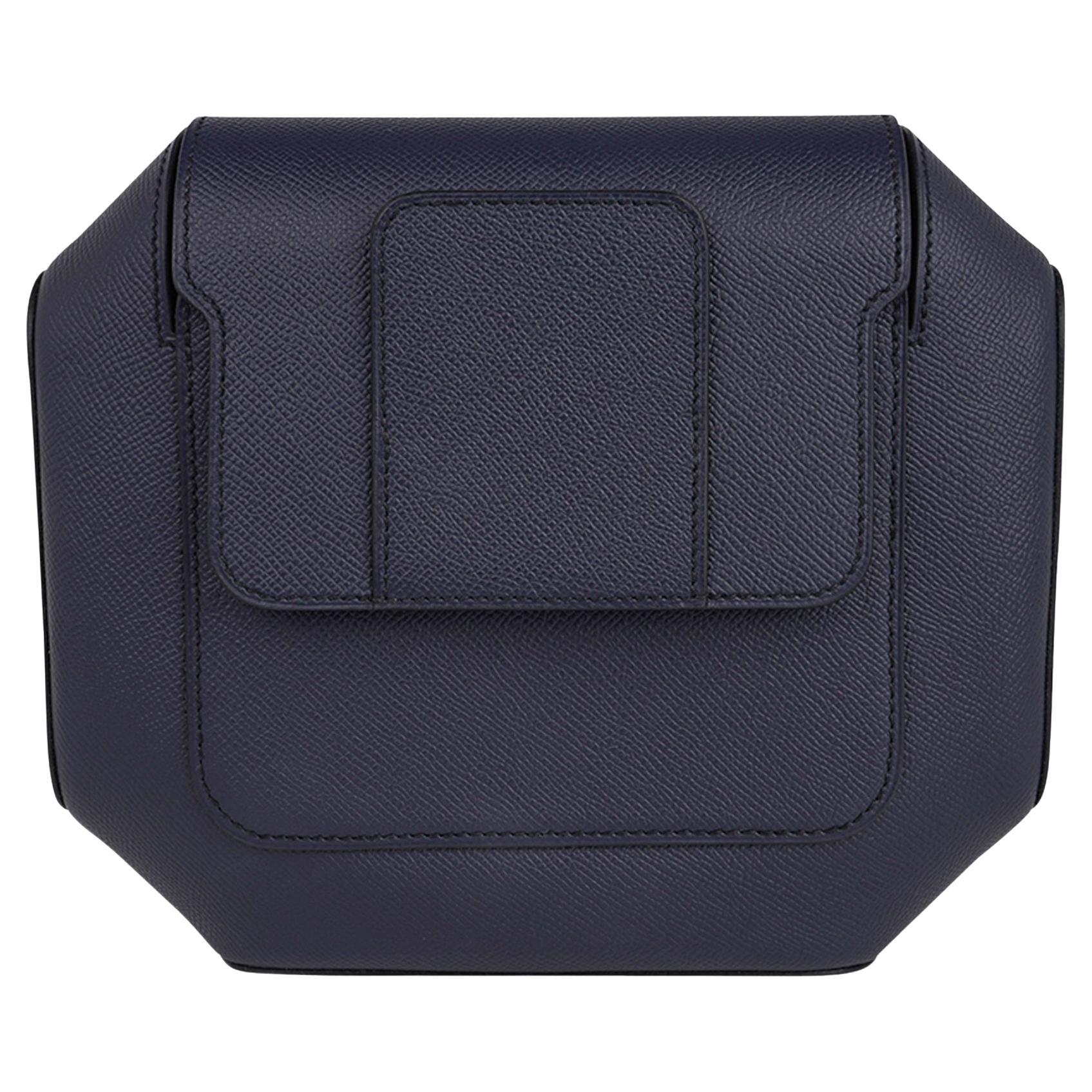 Hermes Octogone Pochette Clutch Bag Blue Indigo Epsom New