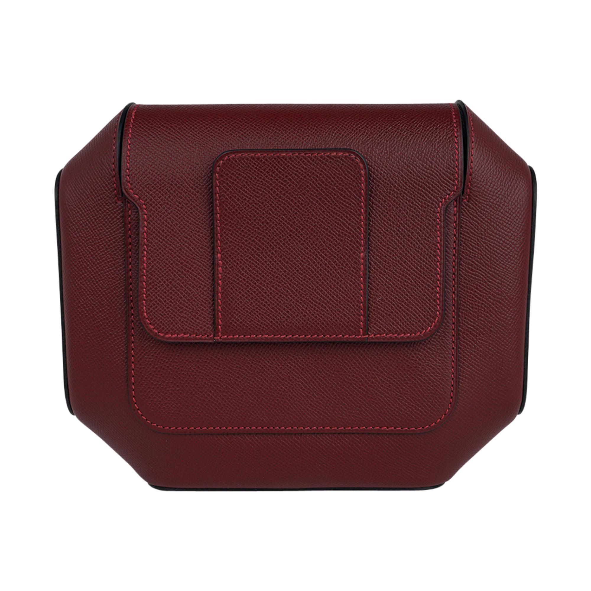 Hermes Octogone Pochette Clutch Bag Rouge H Epsom Neu (Braun) im Angebot