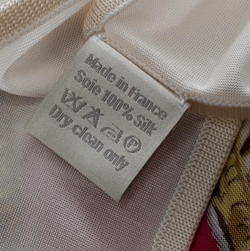 Hermes Off White and Pink Brides De Gala Printed Silk Jersey Square Scarf In Good Condition In Dubai, Al Qouz 2