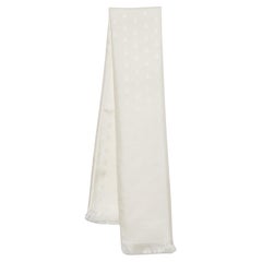 Hermes Off White Bee Jacquard Silk Fringed Scarf