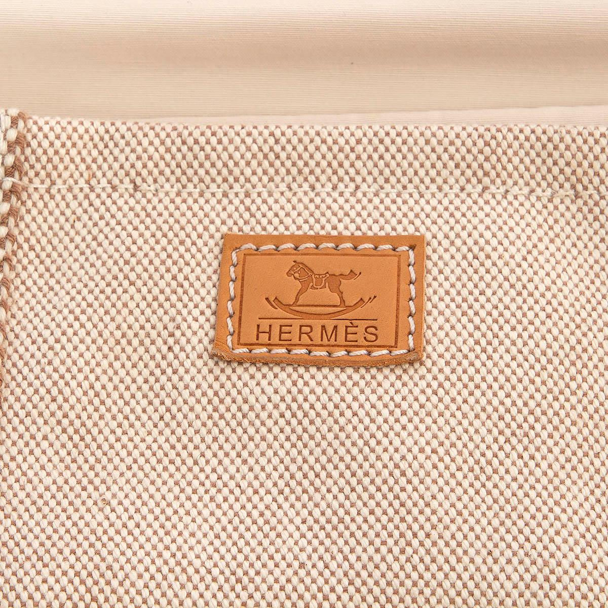 Women's HERMES off-white & beige Toile H & leather DIAPER MESSENGER Bag