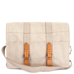 Toile H & Leder DIAPER MESSENGER Tasche von HERMES in Weiß und Beige