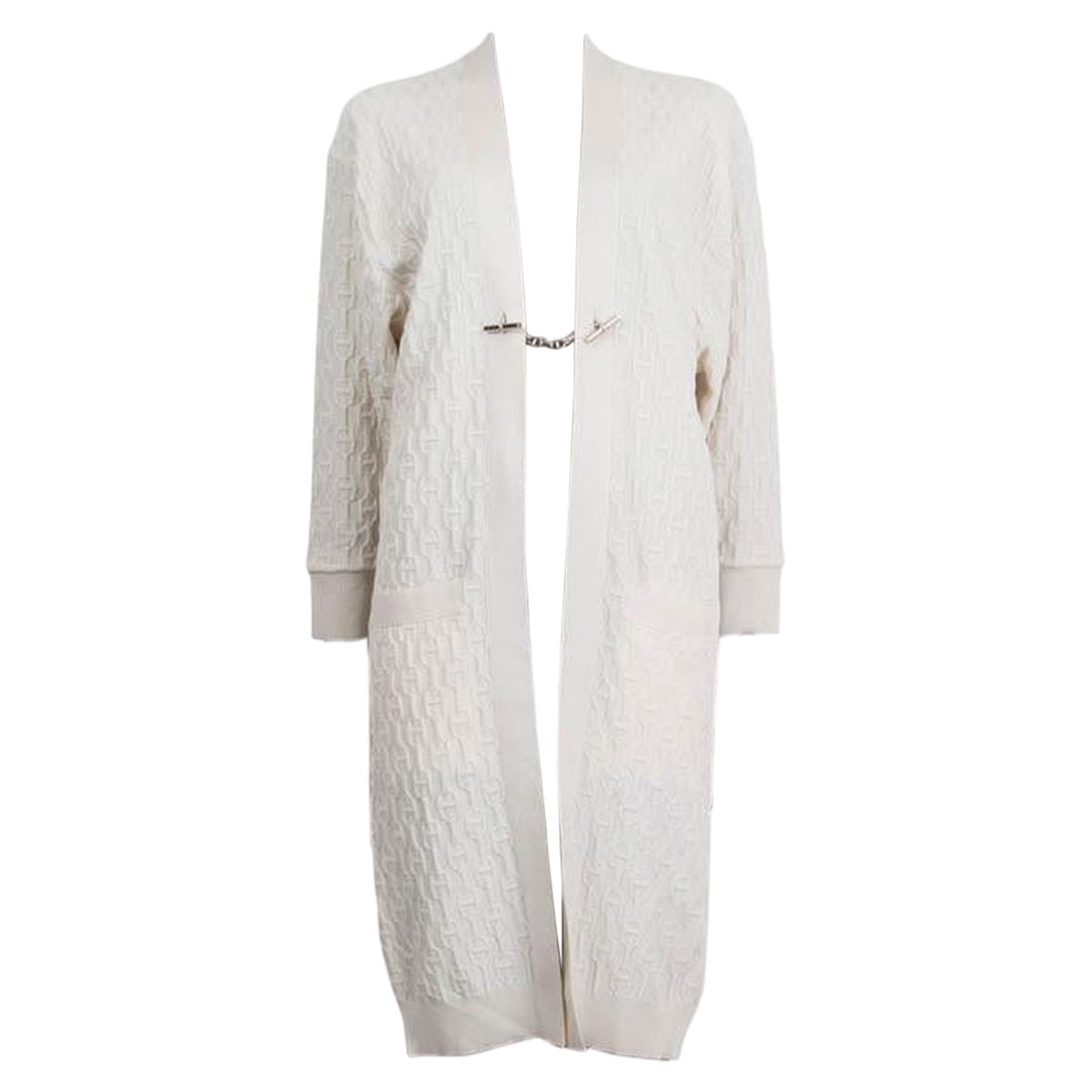 HERMES Off-White Kaschmir CHAINES D'ANCRE Strickjacke Pullover 34 XXS