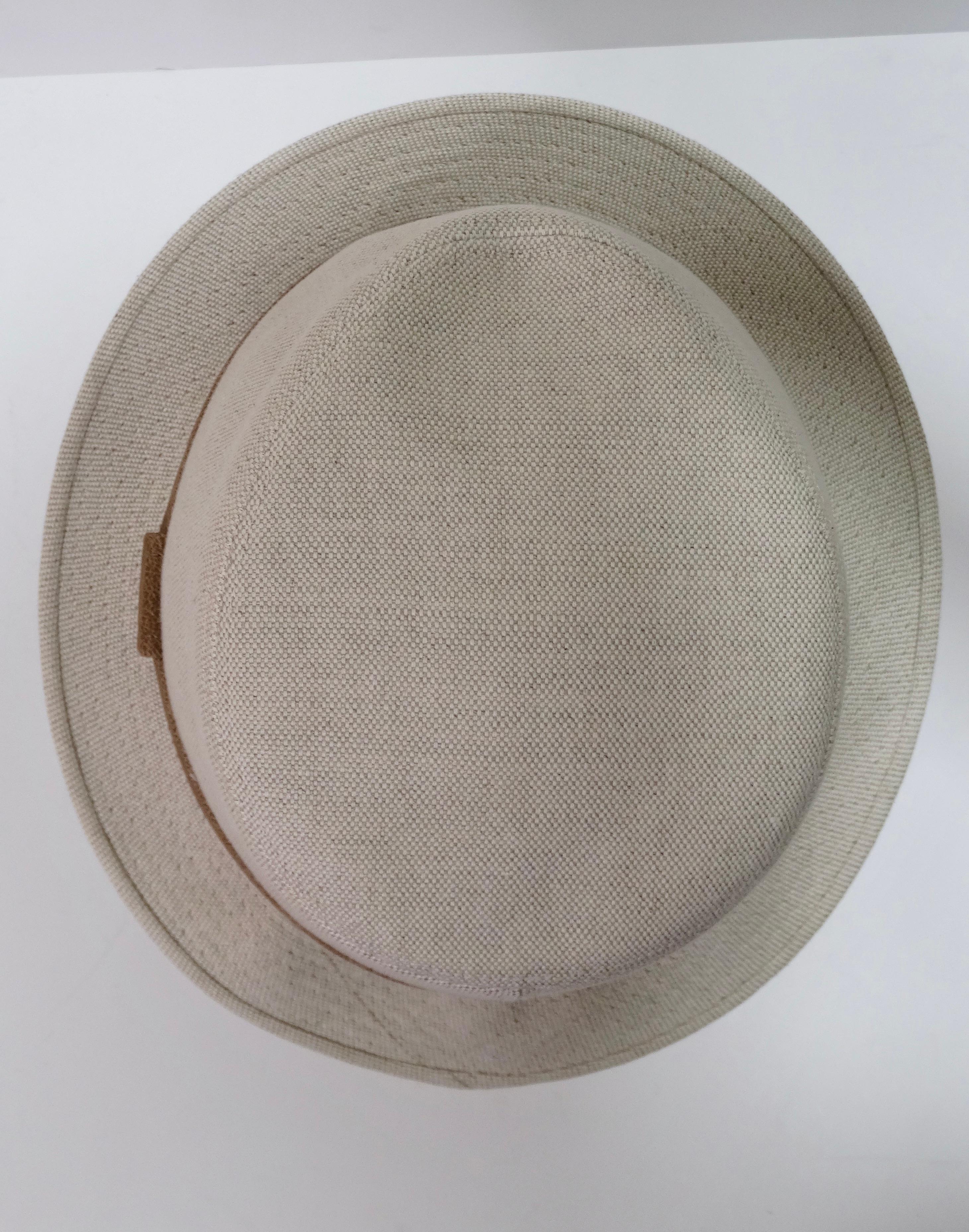 Gray Hermes Off White Fedora With Brown Classic Strap For Sale