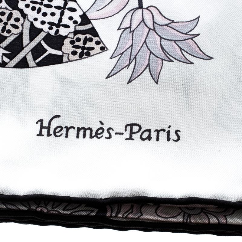 Hermes Off White Fleurs et Papillons De Tissus Printed Silk Square Scarf 1