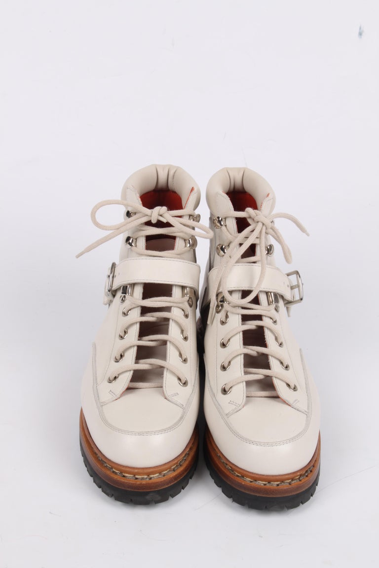 Hermes Off White Leather Hiking Boots at 1stDibs | hermes hiking boots