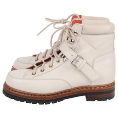 Hermes Off White Leather Hiking Boots