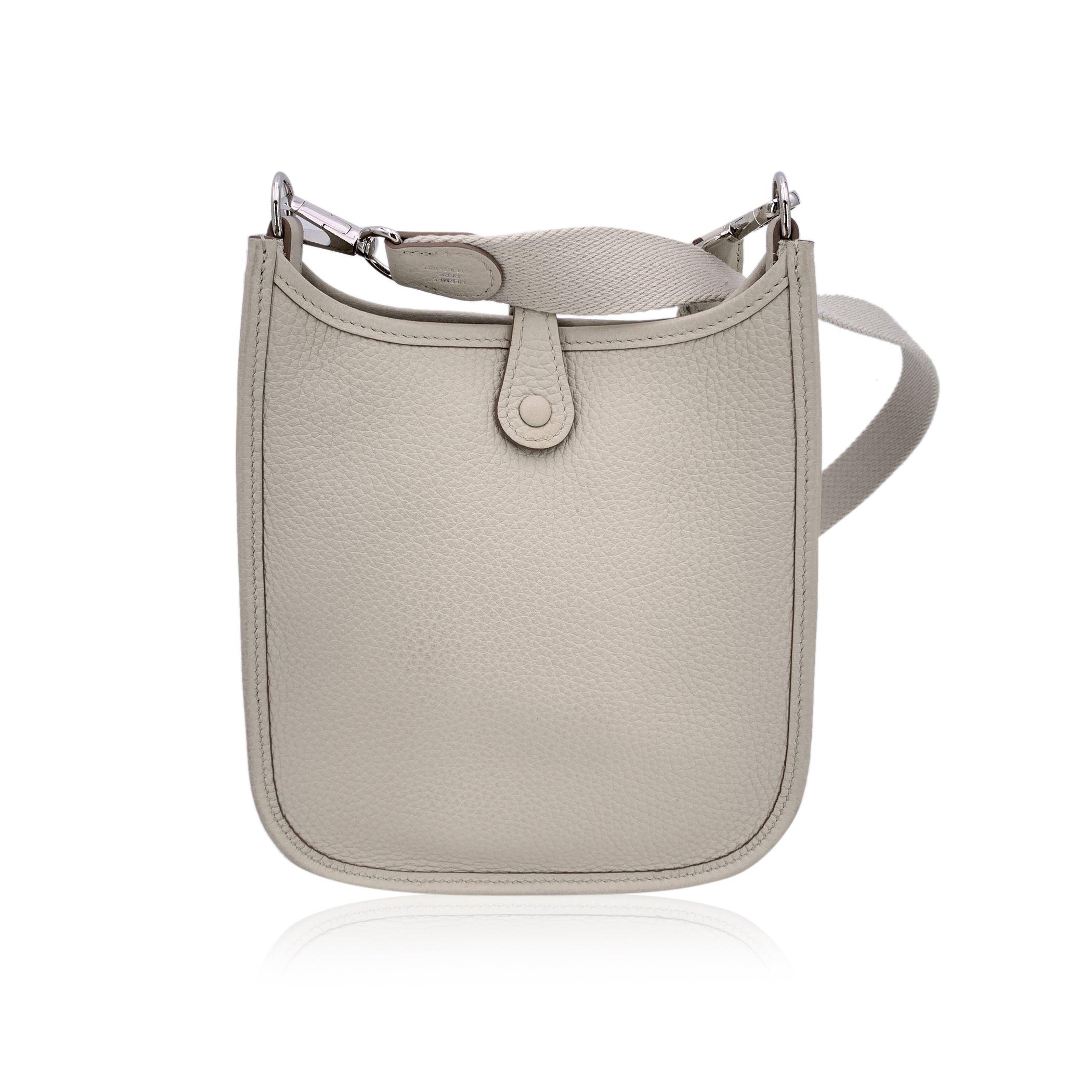 Gray Hermes Off White Mini Evelyne 16 Amazone Shoulder Crossbody Bag For Sale