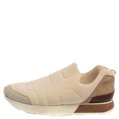 Hermes Off White Suede And Leather Low Top Sneaker Size 39.5