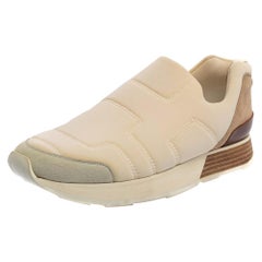 Hermes Off White Suede And Leather Low Top Sneaker Size 39.5