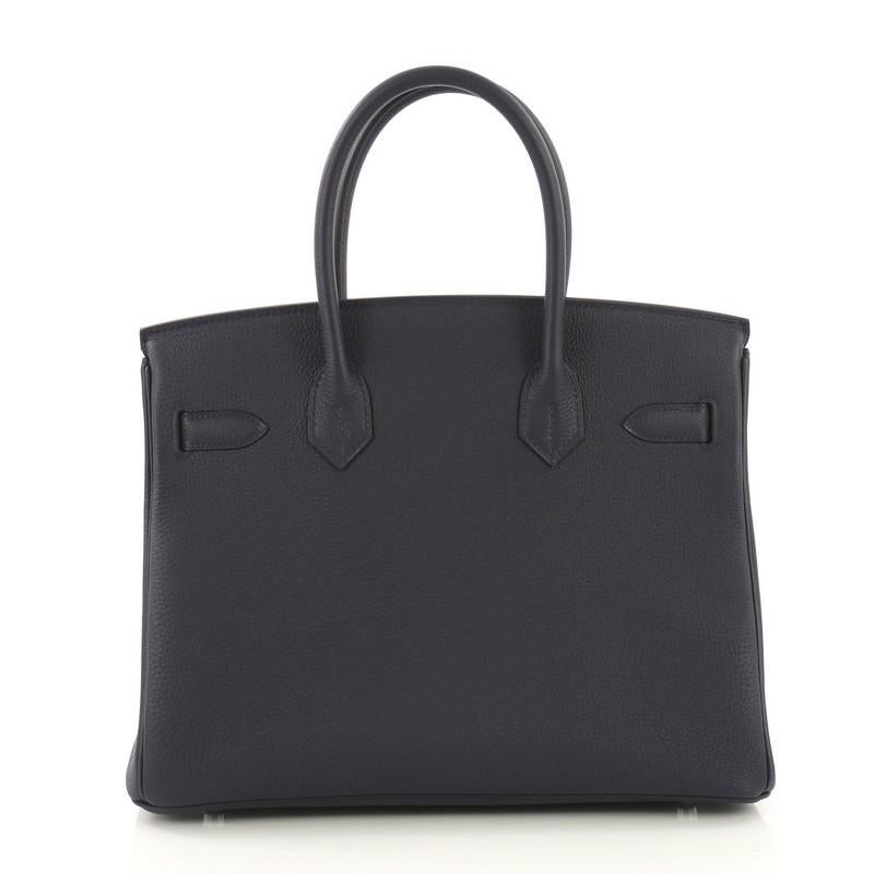 Black Hermes Officier Birkin Handbag Limited Edition Togo with Swift 30