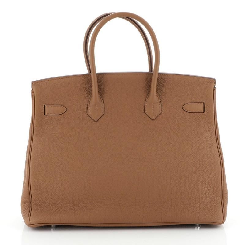Brown Hermes Officier Birkin Handbag Limited Edition Togo with Swift 35