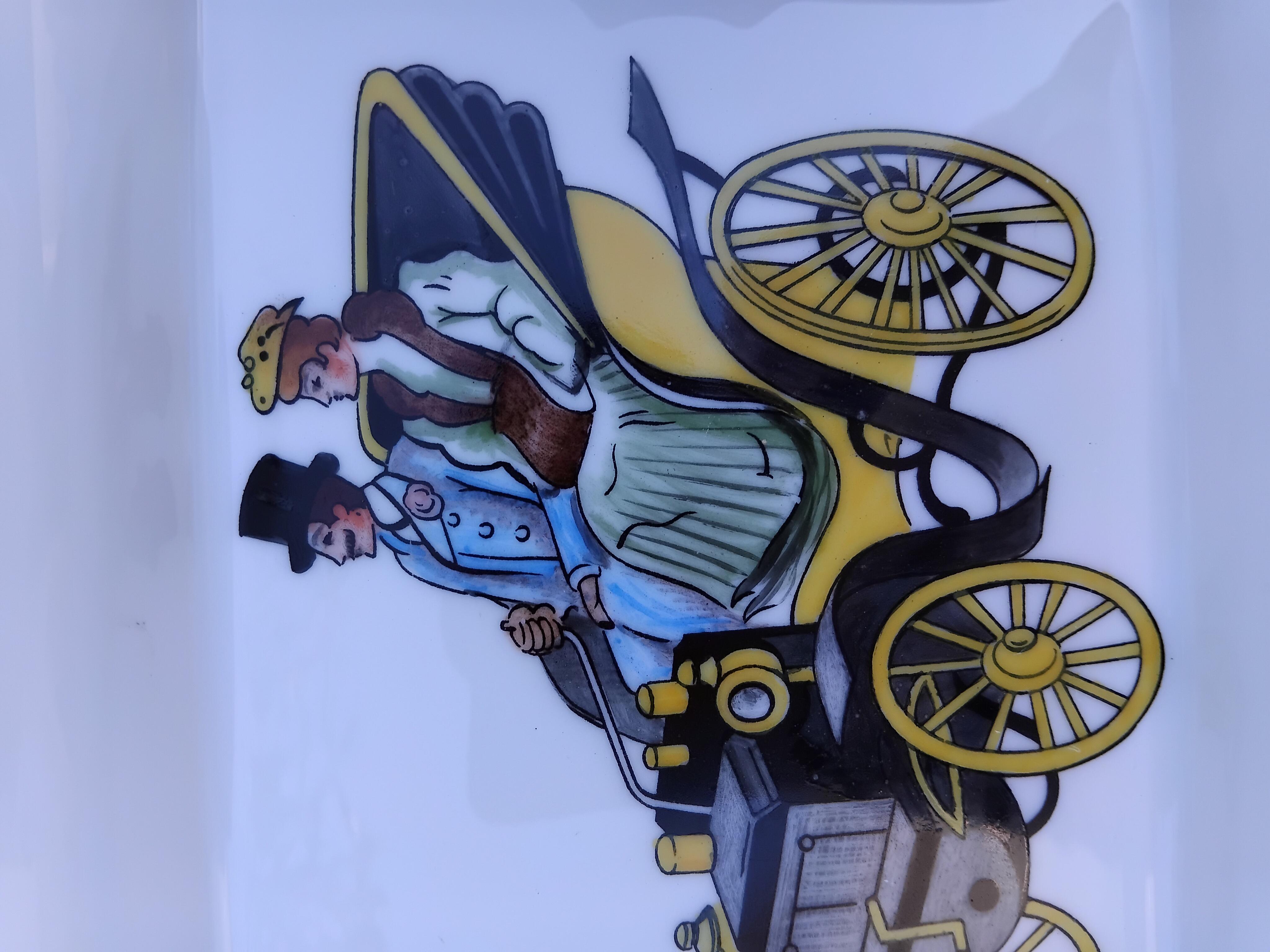 Hermès Old Car Cigar Ashtray Change Tray Porcelain Gold en vente 5