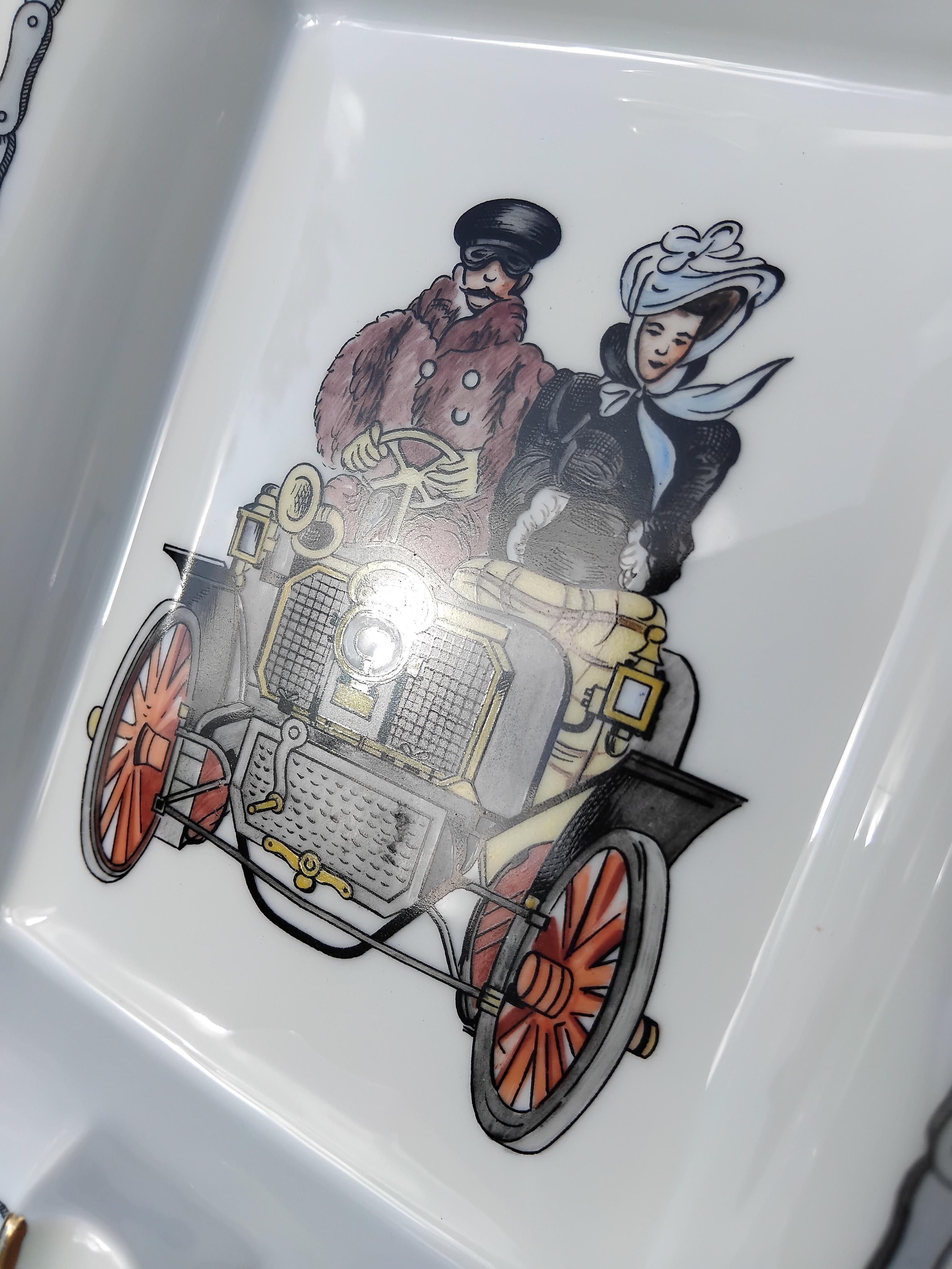 Hermès Vecchia Auto Posacenere Cambiatore Vassoio Porcellana Oro in vendita 7
