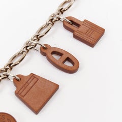 HERMES Olga Amulette Breloque fauve brown barenia chain kelly lock bag charm