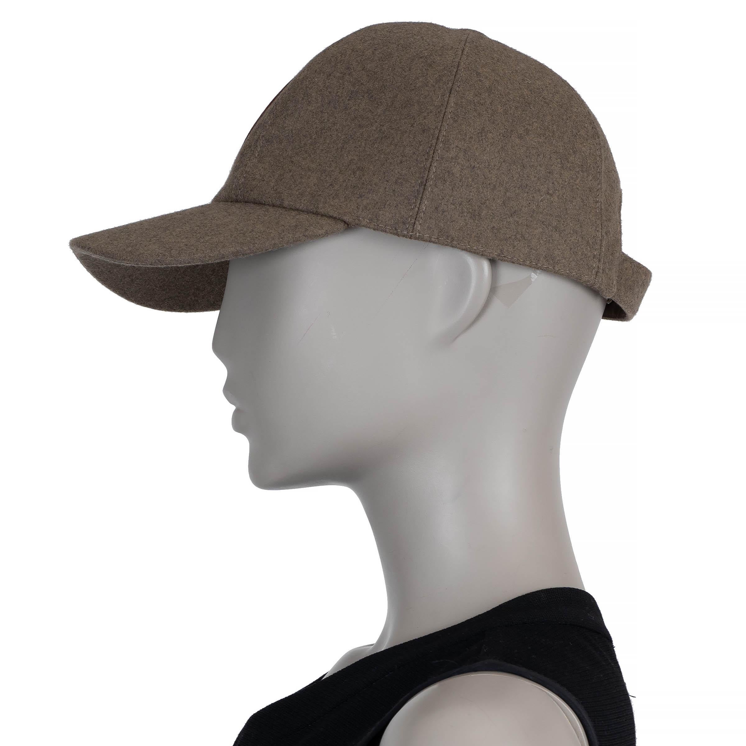 Black HERMES olive cashmere SERENA EPERON D'OR Baseball Cap Hat 56 For Sale