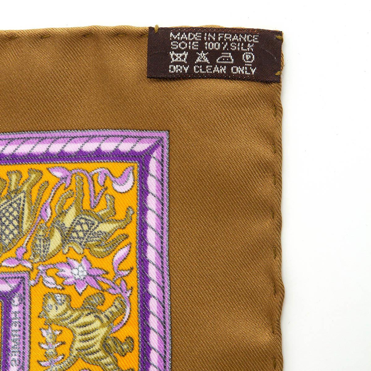 Hermes olive green CHASSE EN INDE 90 Scarf silk 1