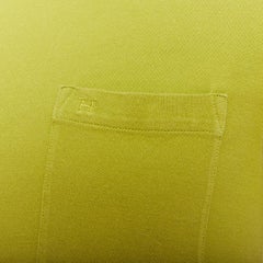 HERMES olive green cotton H logo crew neck pocket t-shirt top XS