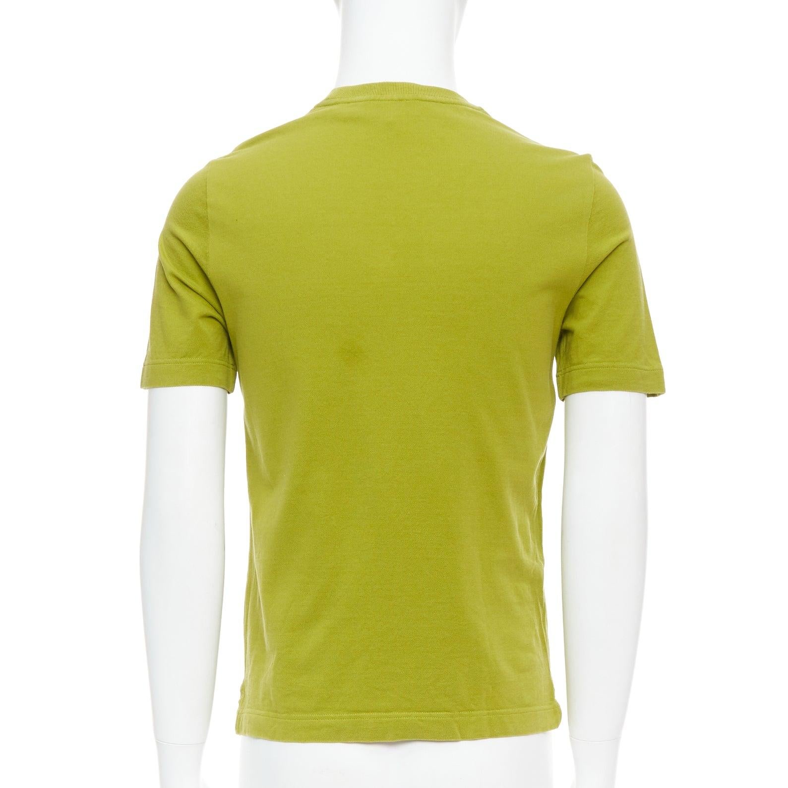 Men's HERMES olive green cotton H logo crew neck pocket t-shirt top XS For Sale
