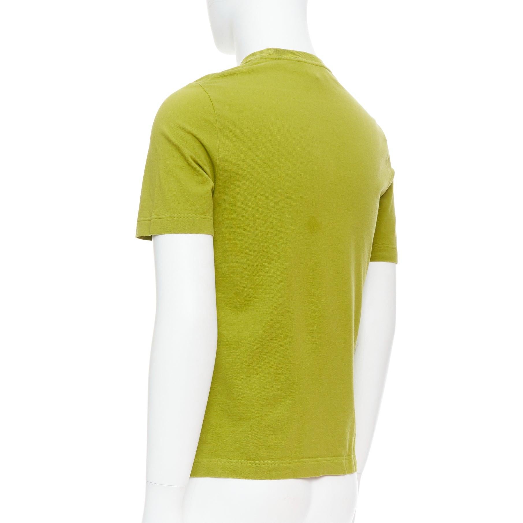 HERMES olive green cotton H logo crew neck pocket t-shirt top XS For Sale 1