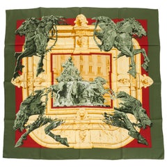 Hermes Olive Green " La Fontaine" Scarf