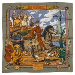 Vintage Hermès Olive Pony Express Scarf, Oliver