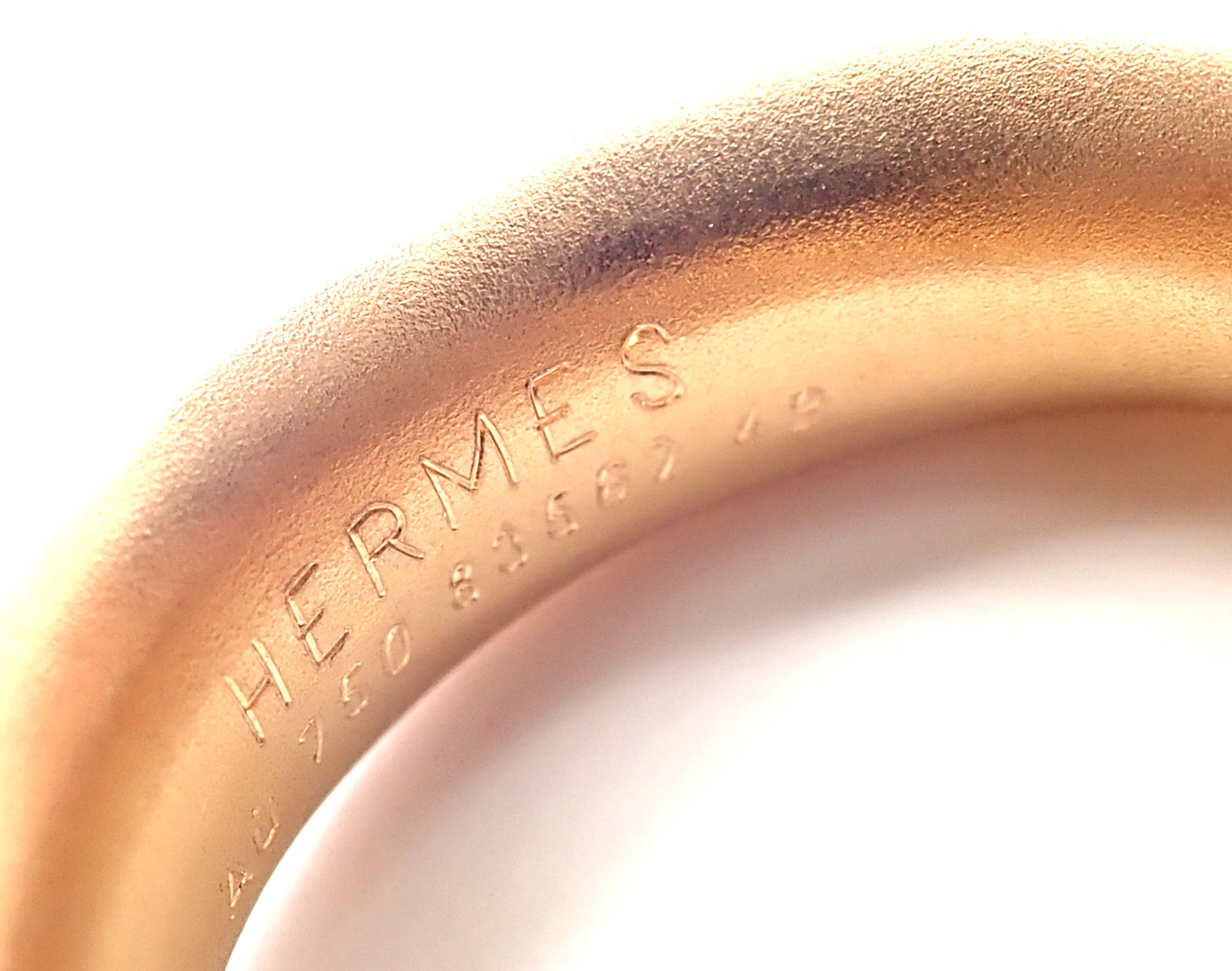 Hermes Olive Wood Rose Gold Band Ring For Sale 1