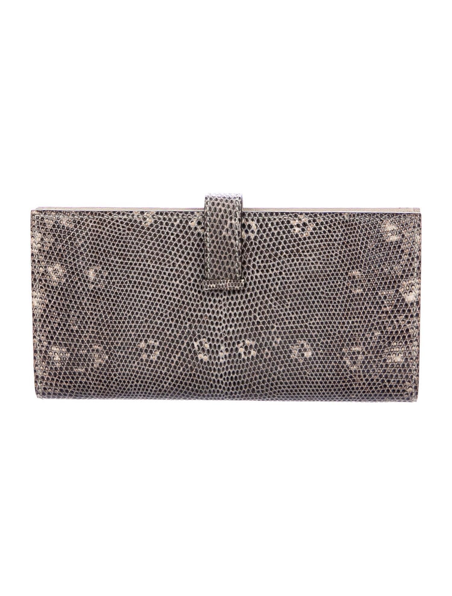 HERMÈS Ombre Lizard Bearn Wallet In Excellent Condition In New York, NY