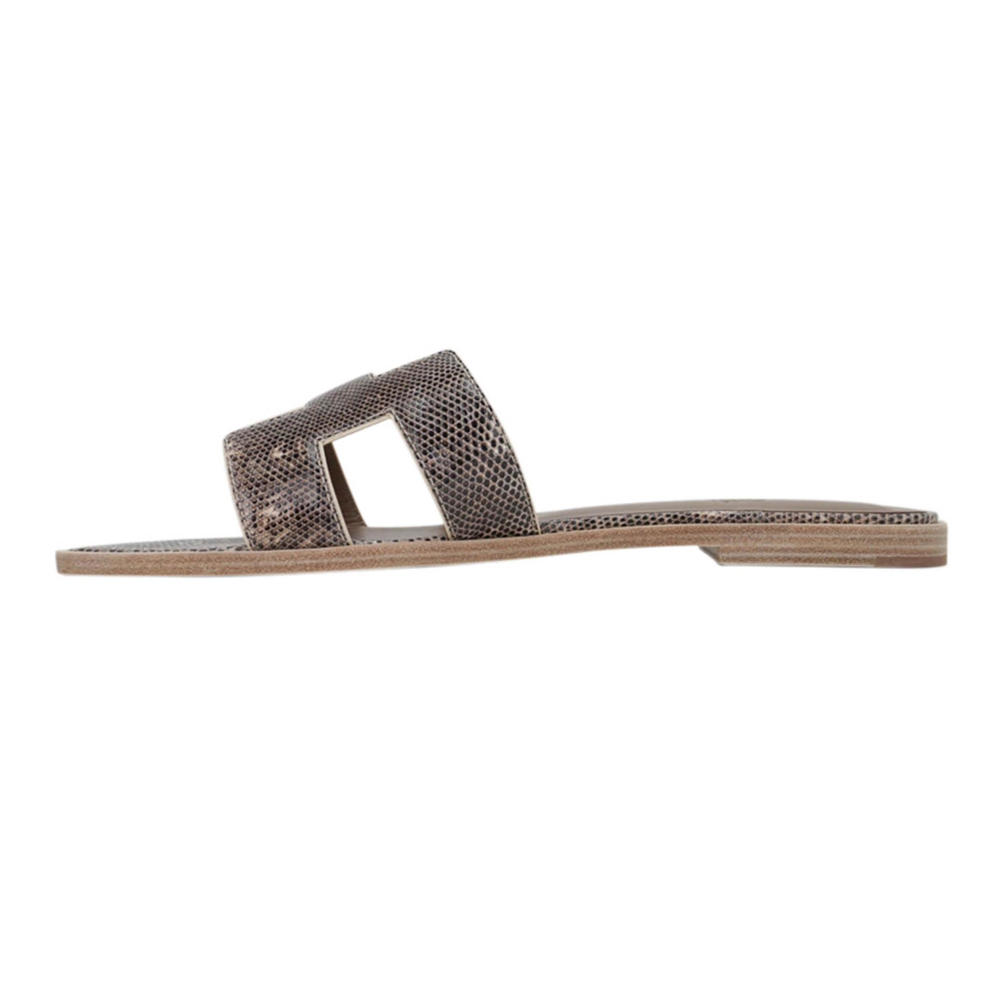Gray Hermes Ombre Lizard Oran Sandal 39 For Sale