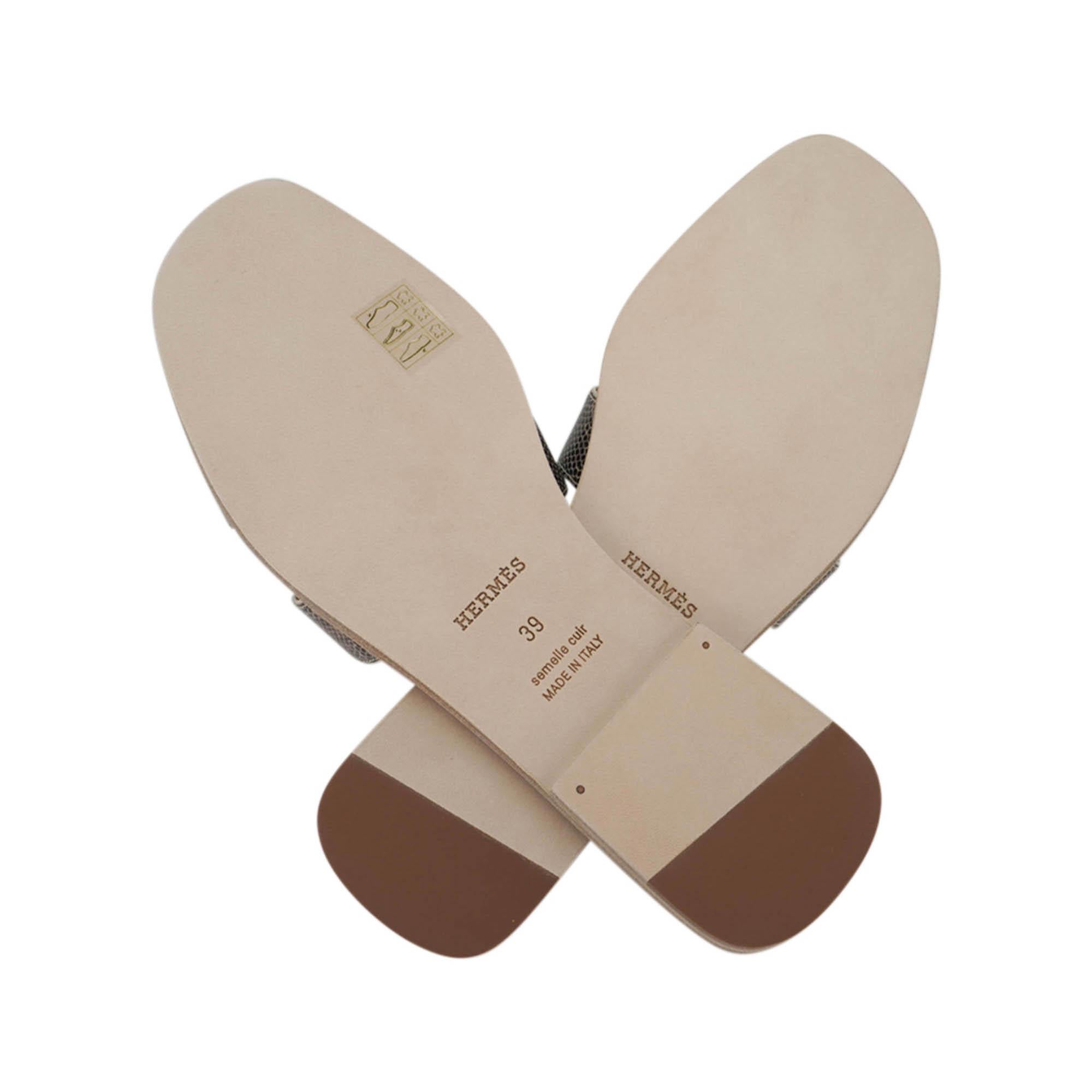 Hermes Ombre Lizard Oran Sandal 39 For Sale 1