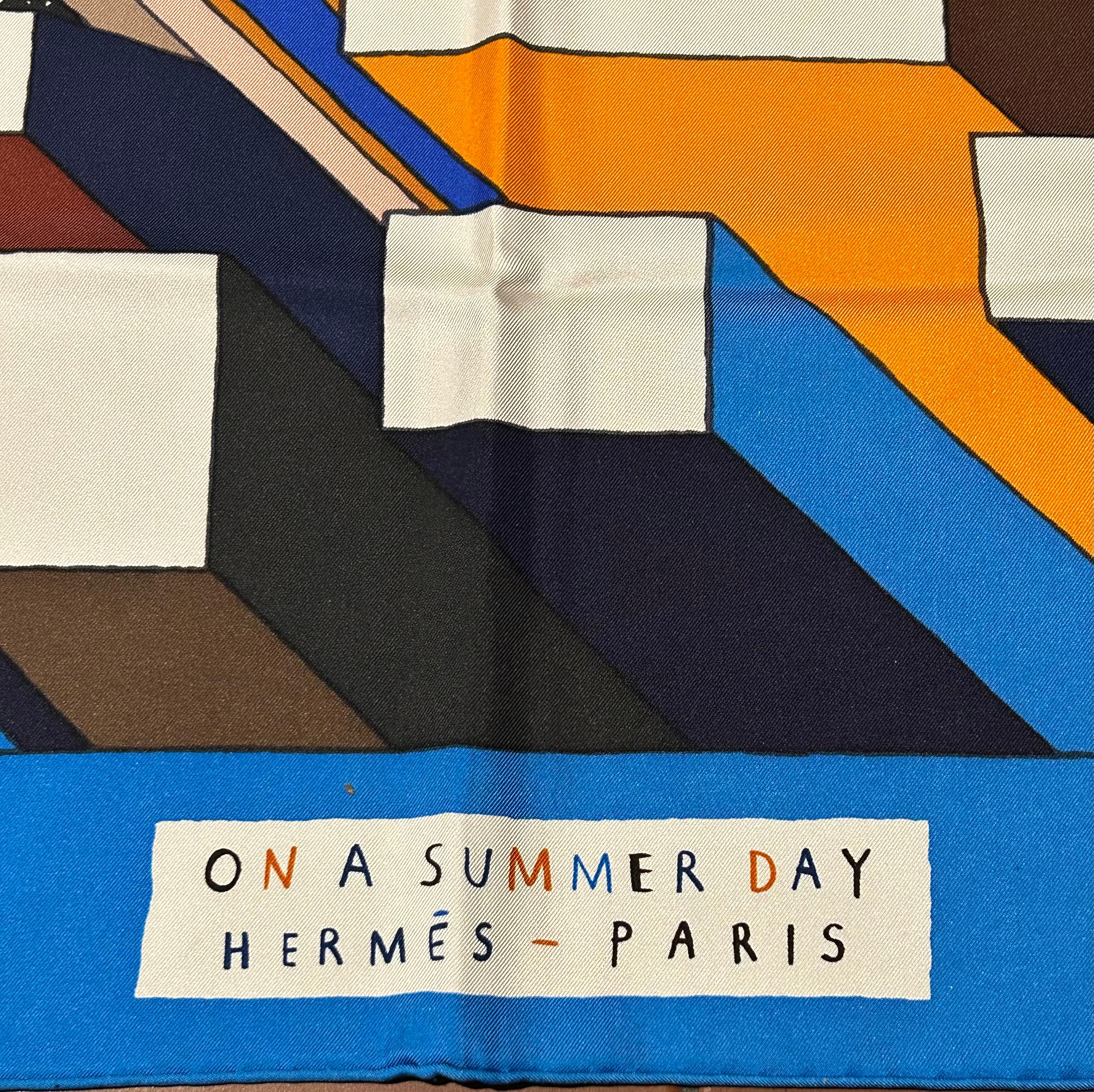 Hermes On Summer Day Châle en soie 140cm en vente 9