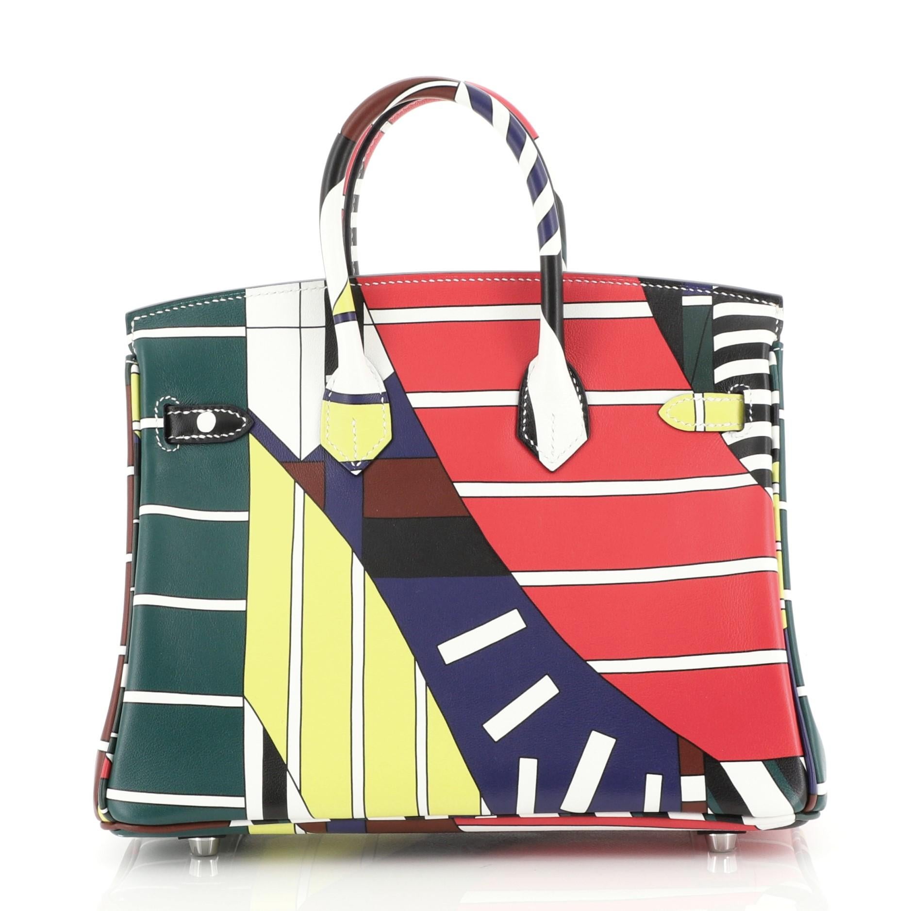 Hermes One Two Three and Away We Go Birkin Bag Limited Edition Printed Swift 25 In Excellent Condition In NY, NY