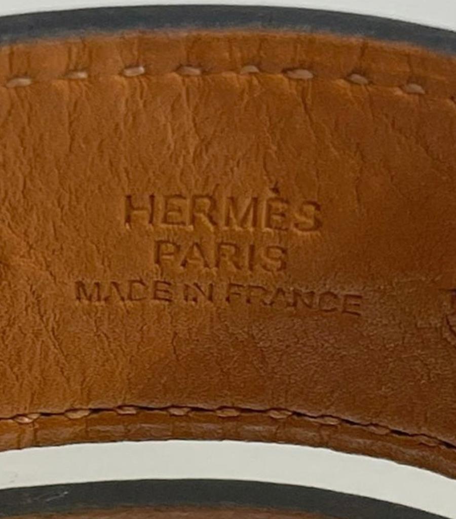 Hermes Open Cuff In Leather & Gold Plate For Sale 1