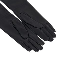 Hermes Opera Gloves Black Lambskin Leather Size 7