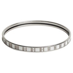 Used Hermes OP'H Bangle Blanc Platine Blanc Extra Narrow Bracelet 65