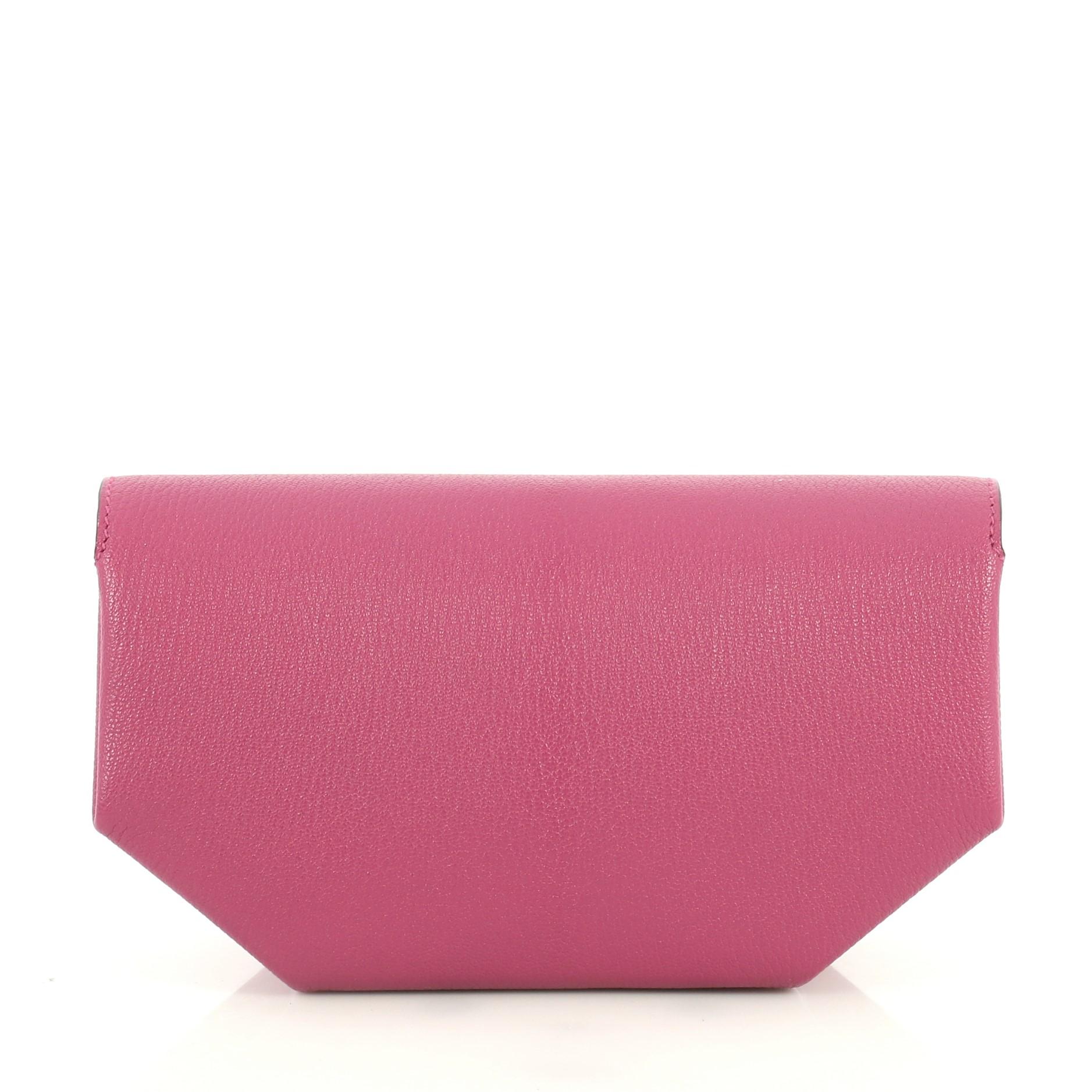 Purple Hermes Opli Clutch Leather, crafted from Rose Pourpre purple Chevre Mysore 