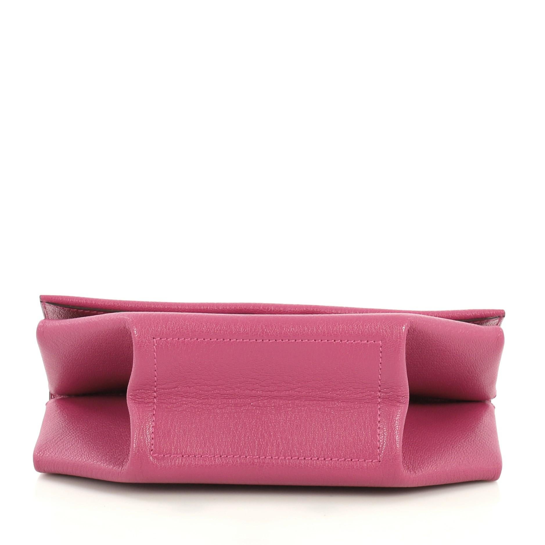 Hermes Opli Clutch Leather, crafted from Rose Pourpre purple Chevre Mysore  In Excellent Condition In NY, NY