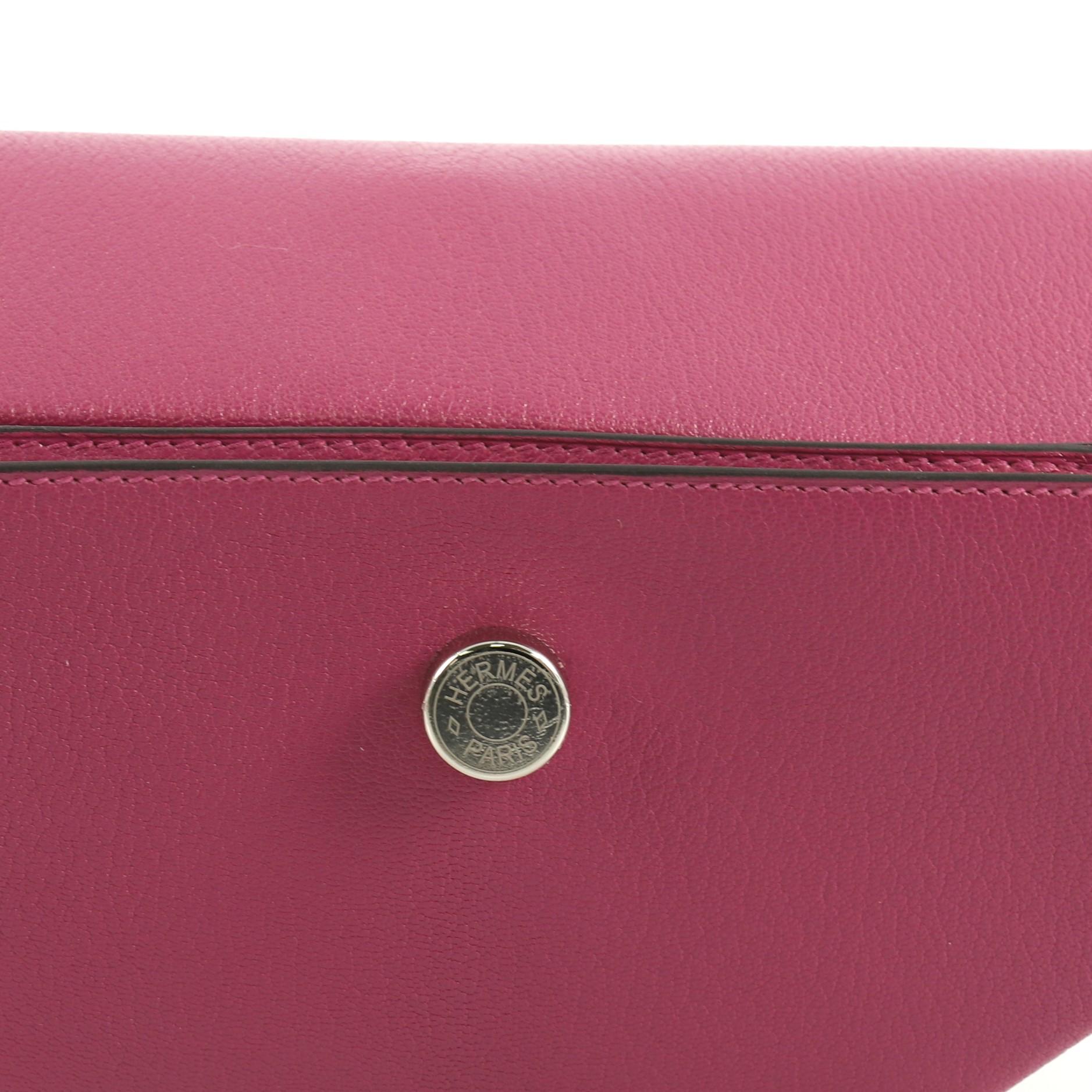 Women's Hermes Opli Clutch Leather, crafted from Rose Pourpre purple Chevre Mysore 